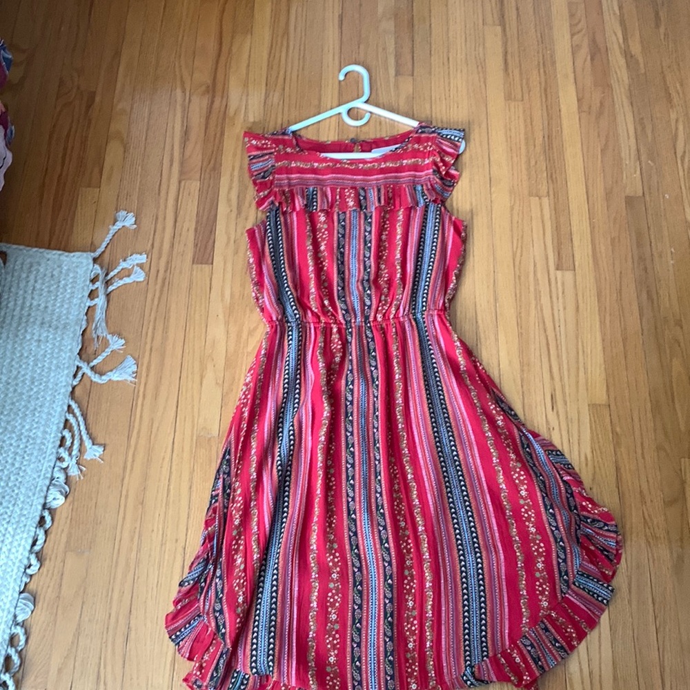 LOFT floral/striped midi dress